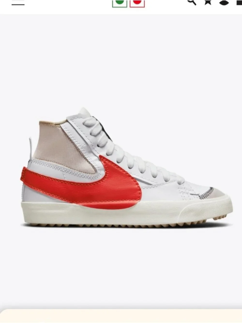 NIKE BLAZER MID '77 JUMBO WHITE/HABANERO RED Sneakers Mens Size 8